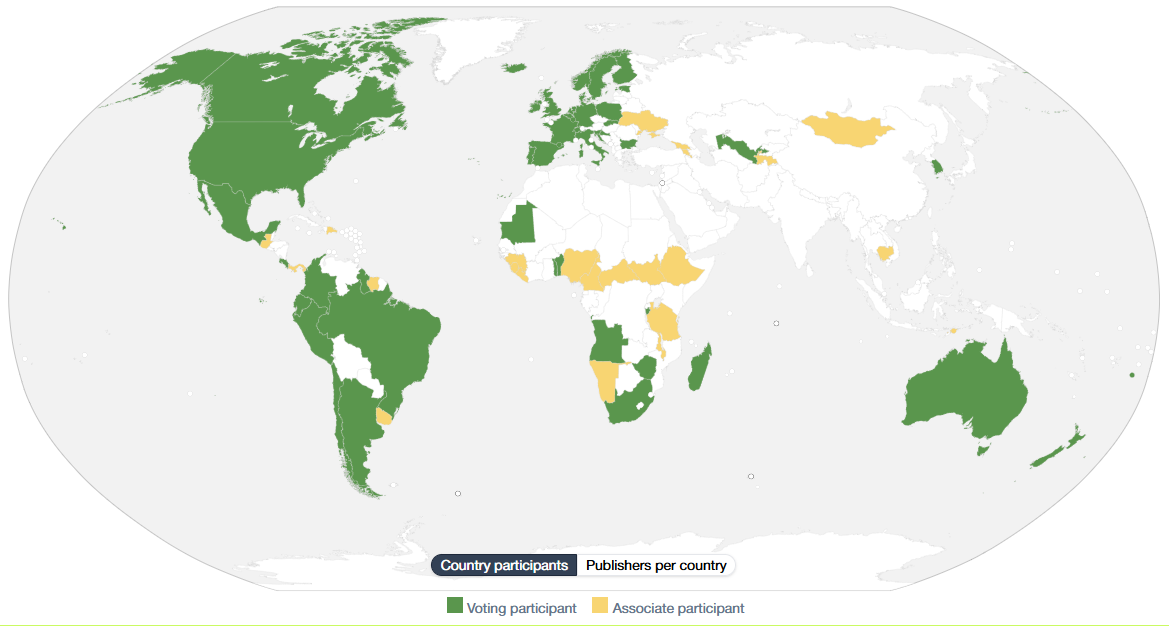 GBIF cumple 25 años: mapa de países participantes